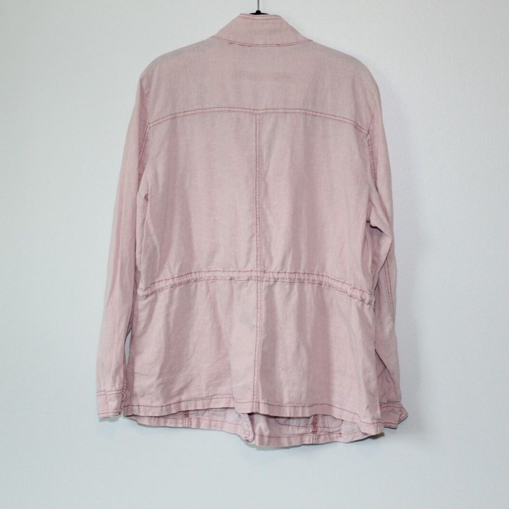Maurices Eyelet Trim Anorak Utility Jacket Pink Linen Cotton Size XXL H13159 - Picture 8 of 10